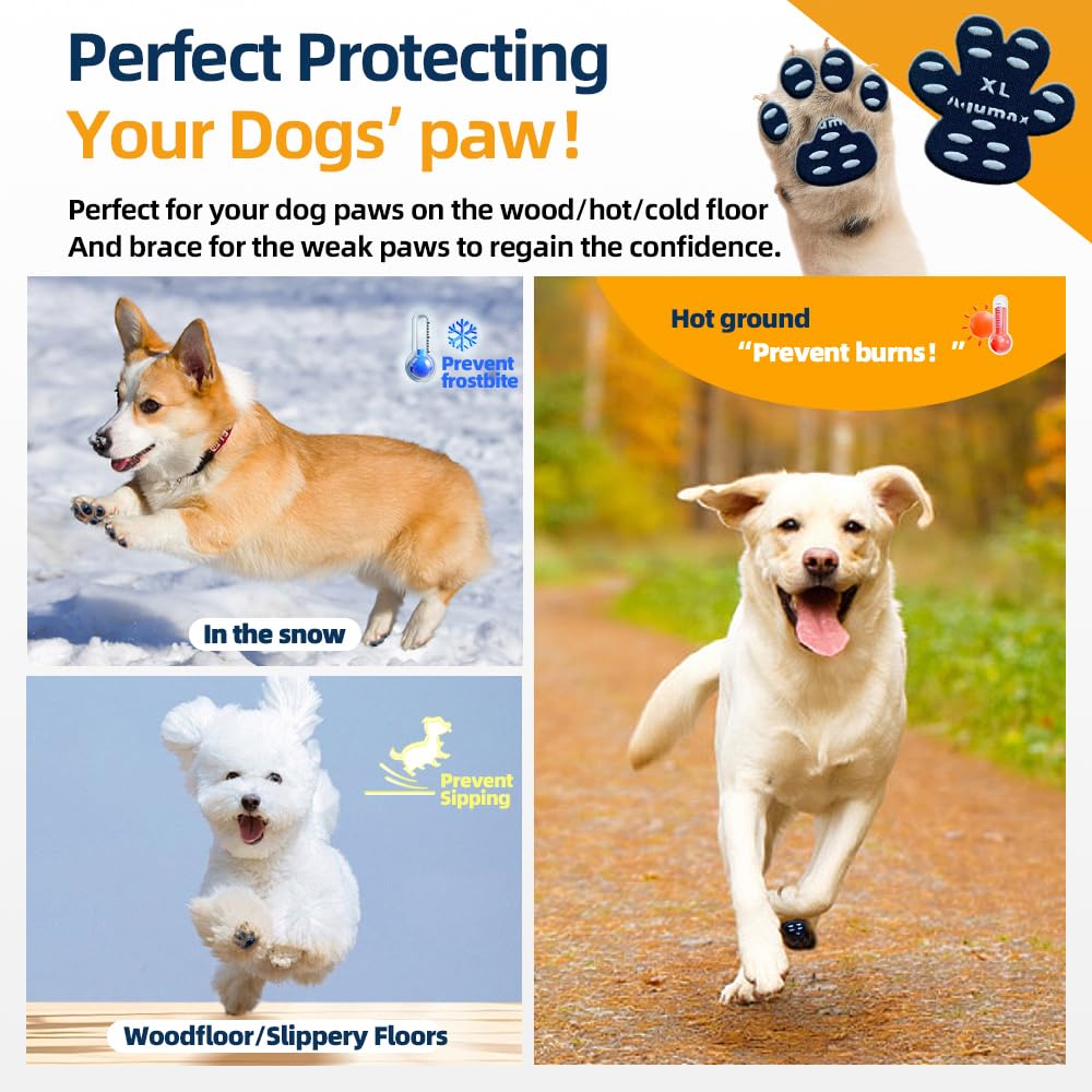 Aqumax Dog Anti Slip Paw Grips Traction Pads,Paw Protection With Stronger Adhesive, Non-Toxic,Multi-Use On Hardwood Floor Or Injuries,12 Sets-48 Pads Xl Black